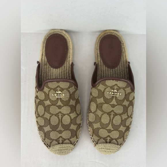 Coach Shoes - Coach Signature Brown and Tan Espadrille Slip-Ons